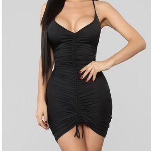 Ruched Black Bodycon Dress